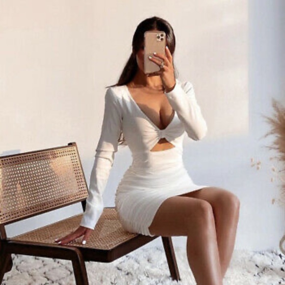 Zara CUT OUT DRAPED DRESS WHITE - REF. 8680/318 - Picture 2 of 3